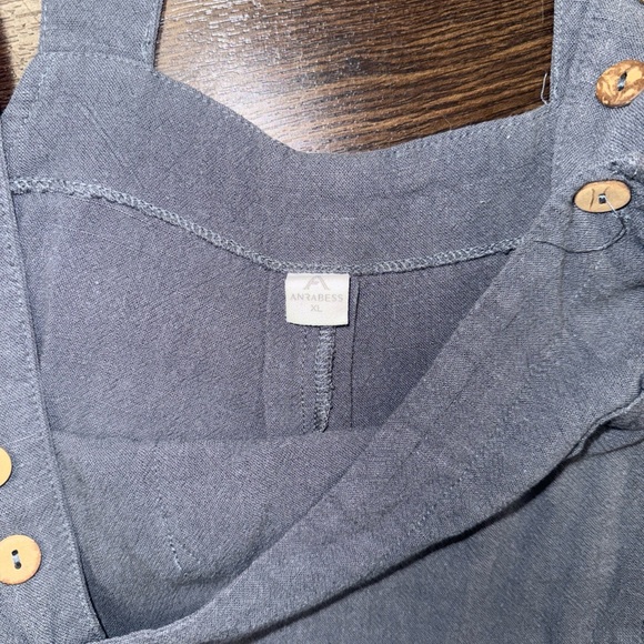 ANRABESS Women's Casual Adjustable Strap Linen Short Bib Overalls Jumpsuit - Picture 5 of 5